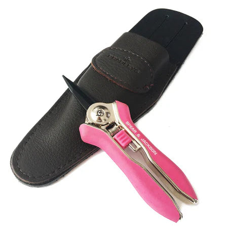 Pink Flower scissors with leather pouch
