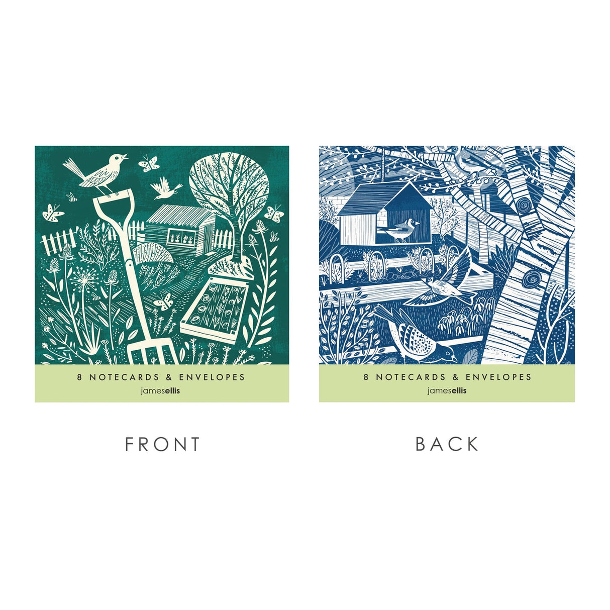 Garden Scene Notecards x8