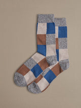 Organic Cotton Socks -Patchwork Blue