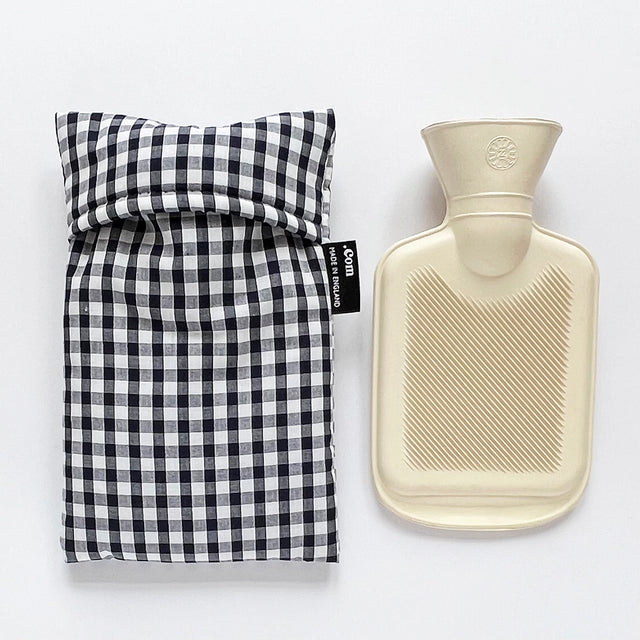 Navy Gingham Mini Hot Water Bottle