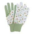 Lightweight cotton bee print gardening gloves with PVC dot grips 