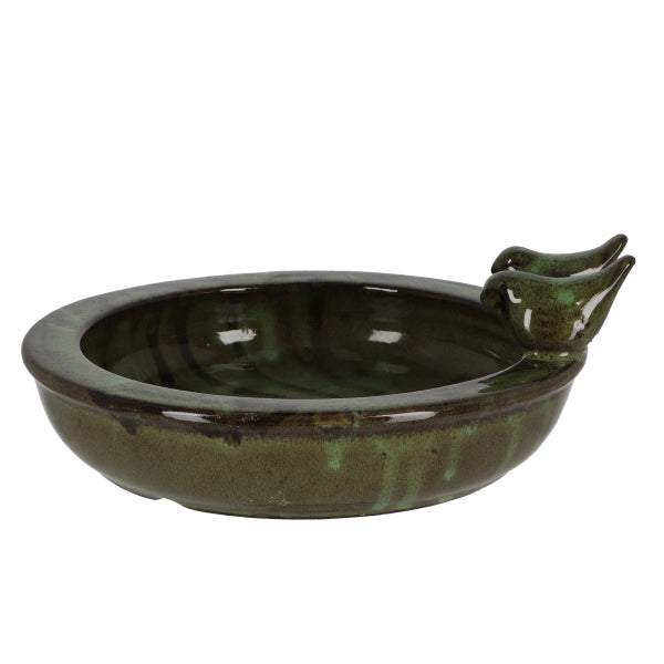 Green ceramic birtd bath bowl