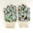 Children's Gardenin Gloves with garden insect patter on blue background & elasticated cuffs