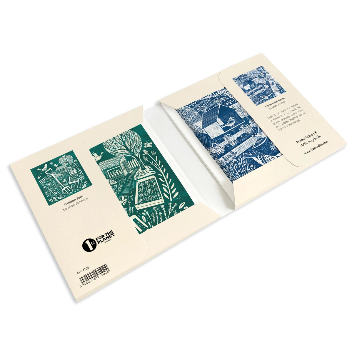 Garden Scene Notecards x8