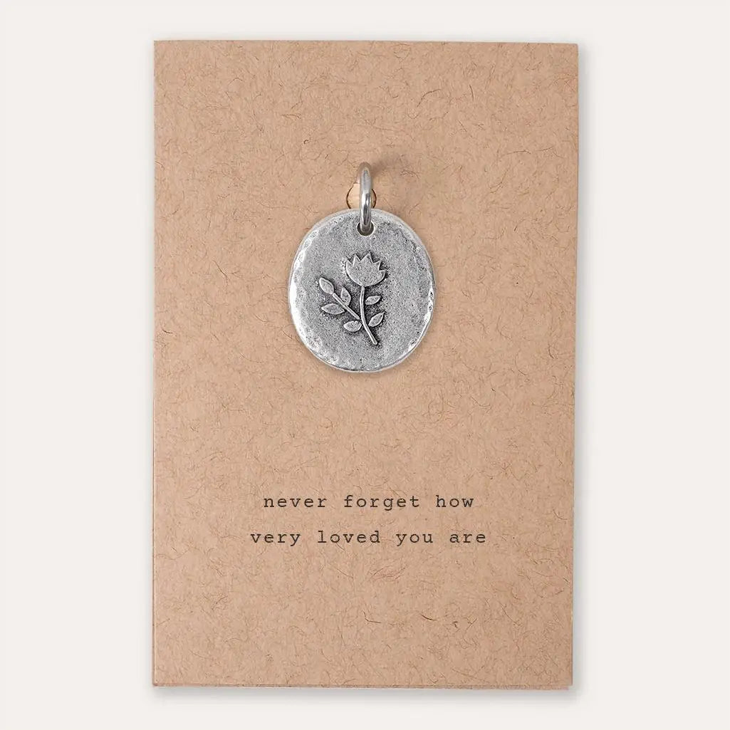 Floral 'loved' Pewter Charm