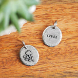 Floral 'loved' Pewter Charm