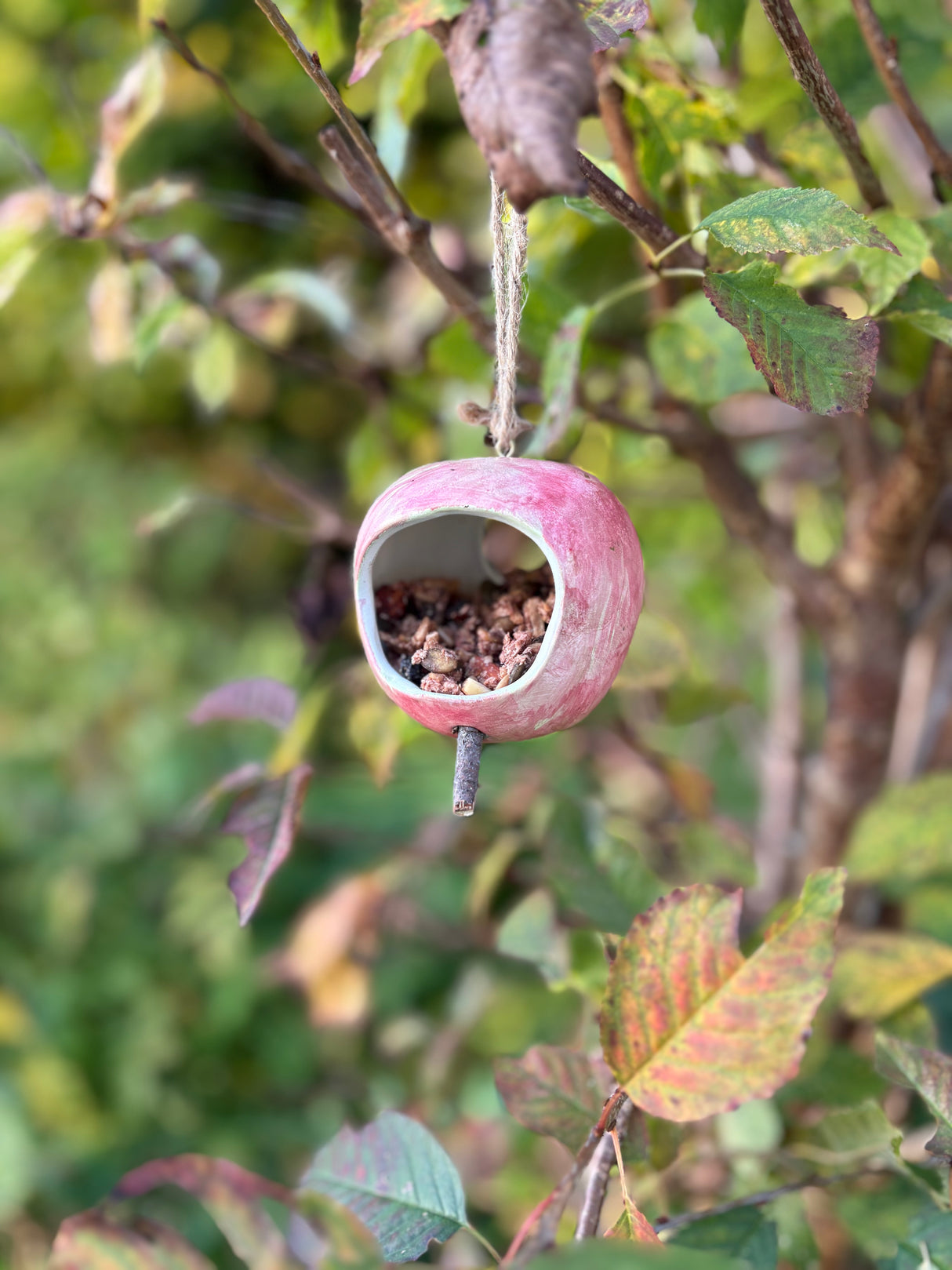 Pottery Apple Birdfeeder